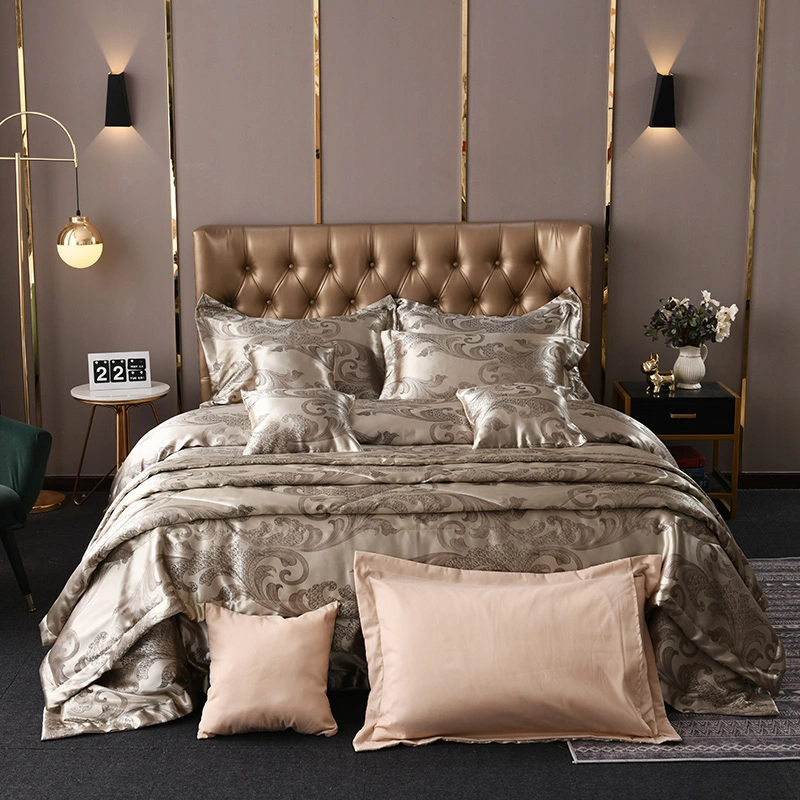 Classic Luxury Jacquard Silk Satin Soft Luxury Bed Sets Duvet Cover Bedding Set 4 6 8 10 PCS Set