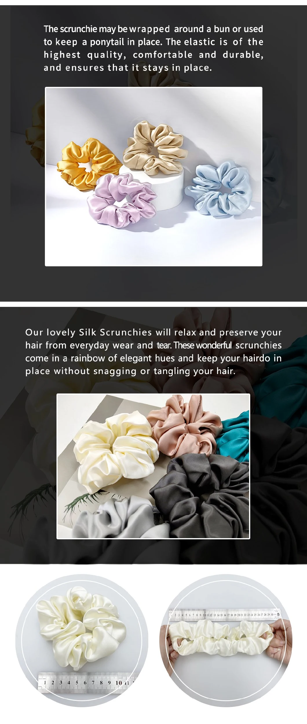 5cm Hot Sale 100% Mulberry Silk Silk Scrunchies for Women