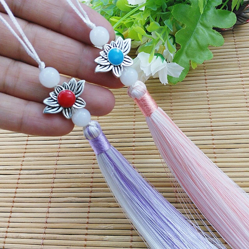 Wholesale Handmade Mixed Color Ice Silk Hanging Tassels Bookmarks Clothing Accessories Tassel Fringe DIY Jewelry Accessories