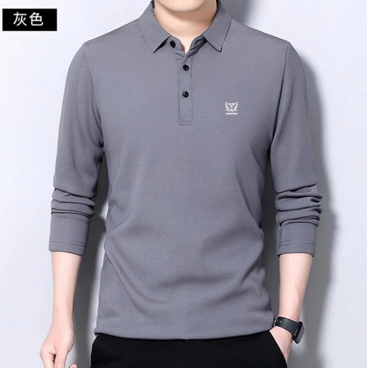 High Quality Classicial Men′s Long Sleeve Polo Shirt with Custom Logo Embroidery