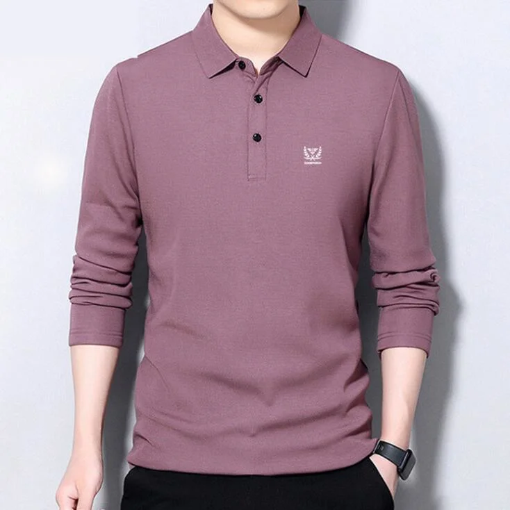 High Quality Classicial Men′s Long Sleeve Polo Shirt with Custom Logo Embroidery