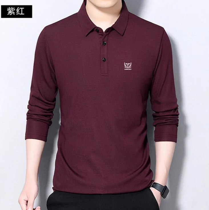 High Quality Classicial Men′s Long Sleeve Polo Shirt with Custom Logo Embroidery