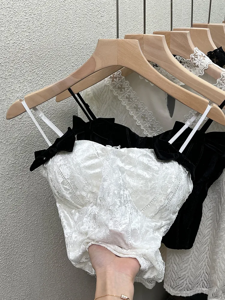 Camisole sexy en dentelle de velours d'automne et d'hiver